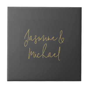 Carreau Beaux Noms De Couple Calligraphie Chic Gris Et Or