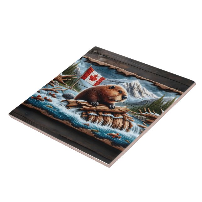 Carreau Beaver Builds Lodge by Mountain Stream (Côté)