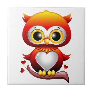 Carreau Bébé Chouette Amour Caricature Coeur