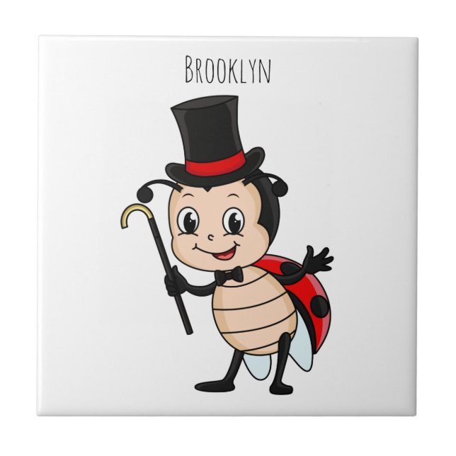 Carreau Bébé mignon avec chapeau et dessin animé de cravat (Devant)
