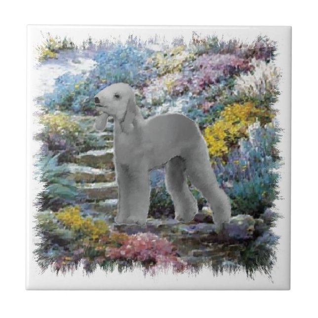 Carreau Bedlington Terrier Summer Garden Art (Devant)