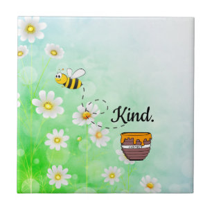 Carreau Bee kind honey floral green insect