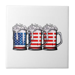 Carreau Beer American Flag 4 juillet Hommes Femmes Merica