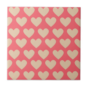 Carreau Beige Rouge mignon Simple Motif de coeur