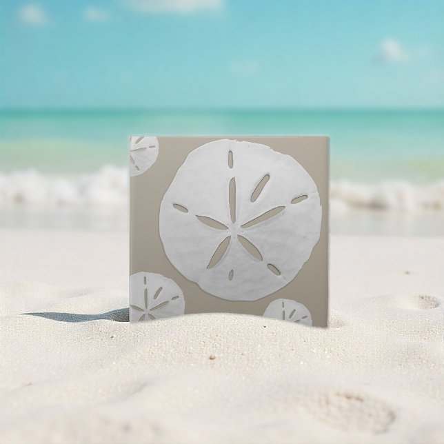 Carreau Beige & White Tropical Beach Sand Dollar (Créateur téléchargé)