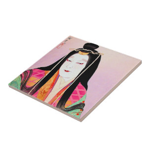 Carreau Bel art de dame d'acteur japonais oriental de
