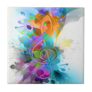 Carreau Belle aquarelle colorée Splatter note de musique