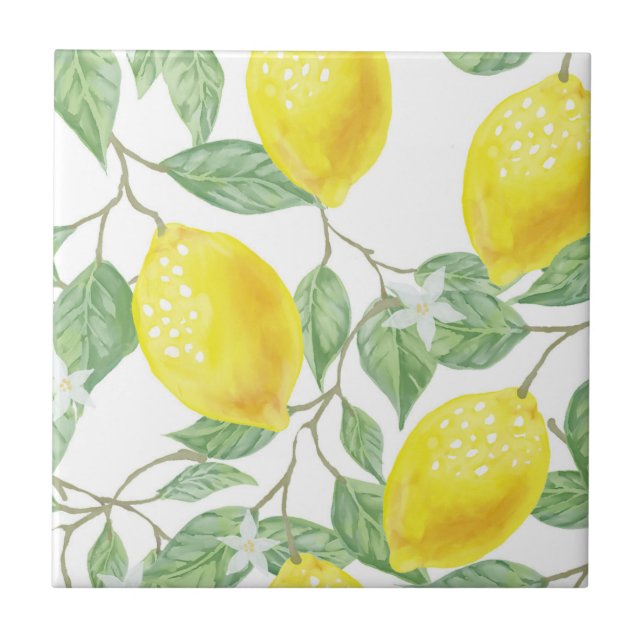 Carreau Belle aquarelle design citron (Devant)