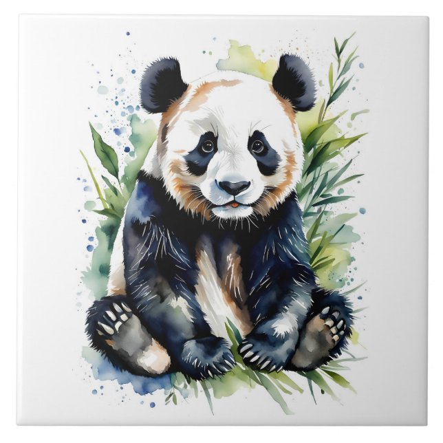 Carreau Belle aquarelle Panda Bear (Devant)