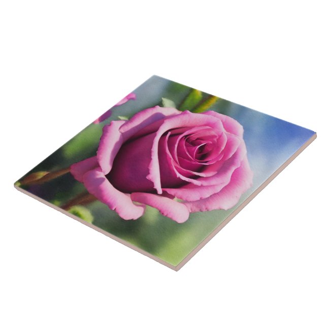 Carreau Belle aquarelle rose rose collection moderne (Côté)
