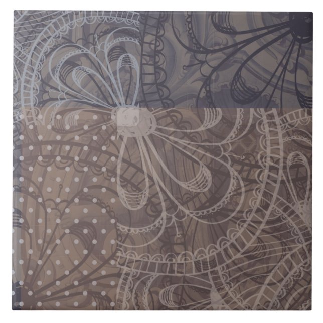 Carreau Belle artsy marron gris gris silhouette motif (Devant)