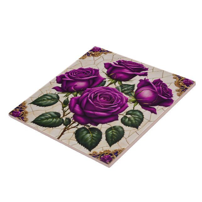 Carreau Belle collection de Roses pourpres populaire (Côté)