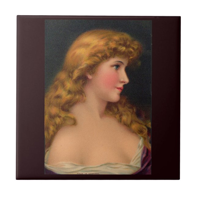 Carreau Belle femme du 19ème siècle aux cheveux longs (Devant)