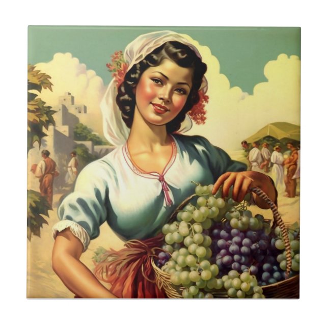 Carreau Belle fille du calendrier mexicain dans la récolte (Devant)