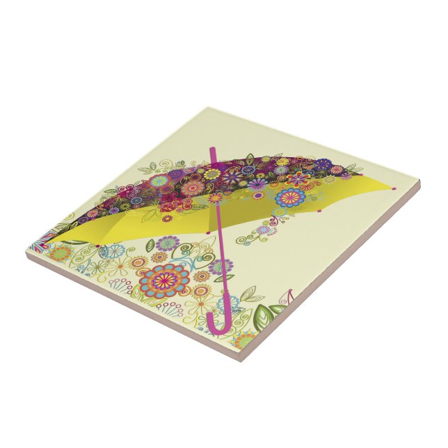 Carreau Belle Fleur & Oiseau Parapluie/Parasol (Côté)
