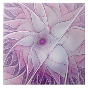 Carreau Belle Fleur rose moderne Fractal Art Abstrait