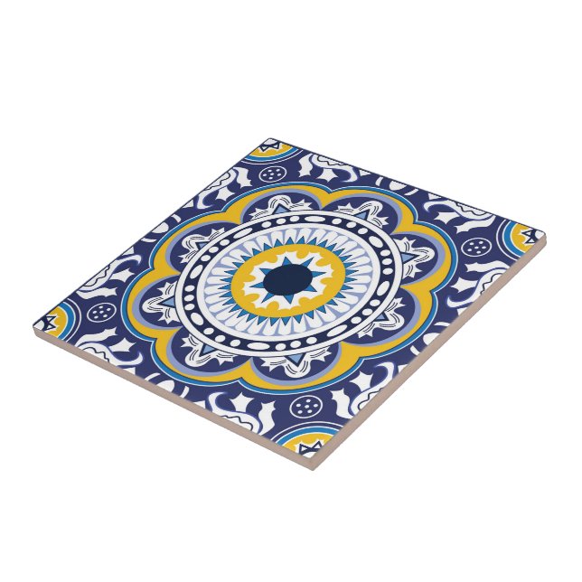 Carreau 💙 💛 Belle Méditerranée Vintage Azulejos (Côté)