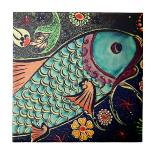 Carreau Belle mosaïque et poissons colorés