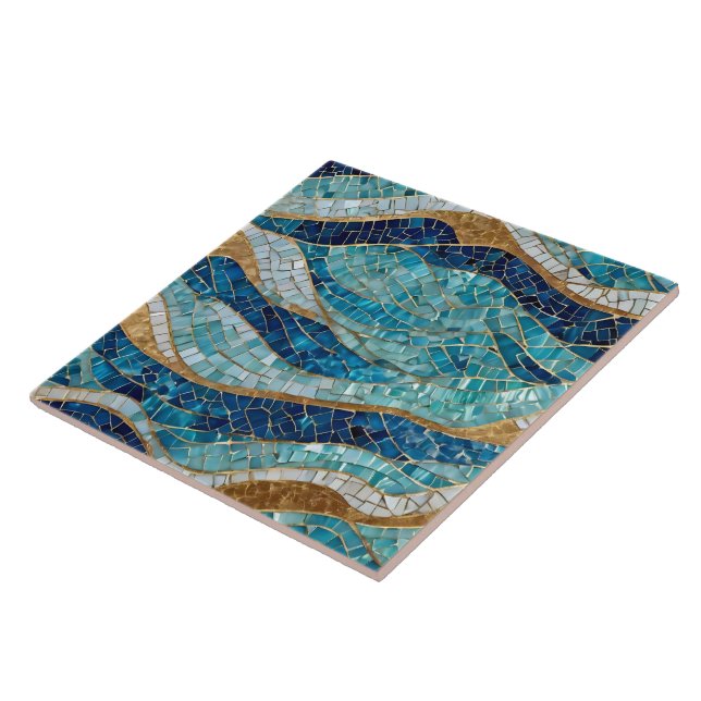 Carreau Belle Ocean Blue Gold Collection moderne (Côté)