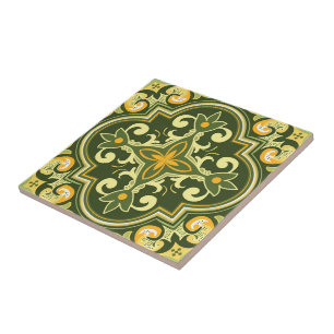 Carreau 💚 💛 Belle olive et jaune Azulejos 