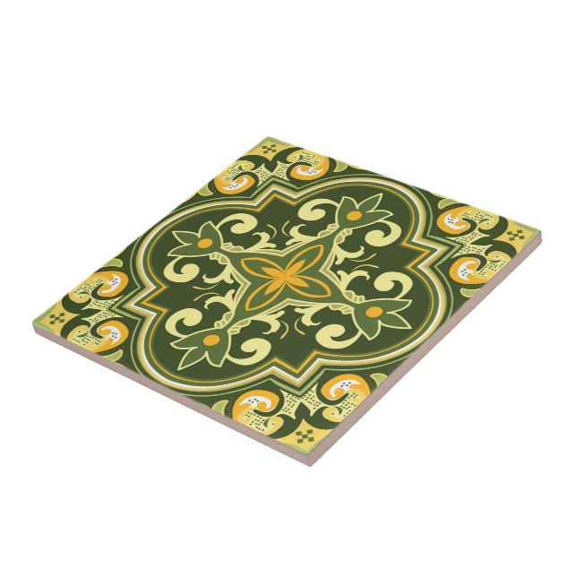 Carreau 💚 💛 Belle olive et jaune Azulejos  (Côté)