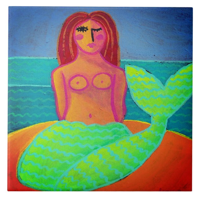 Carreau Belle peinture Abstraite de sirène (Devant)