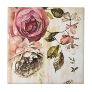 Carreau Belle peinture florale victorienne