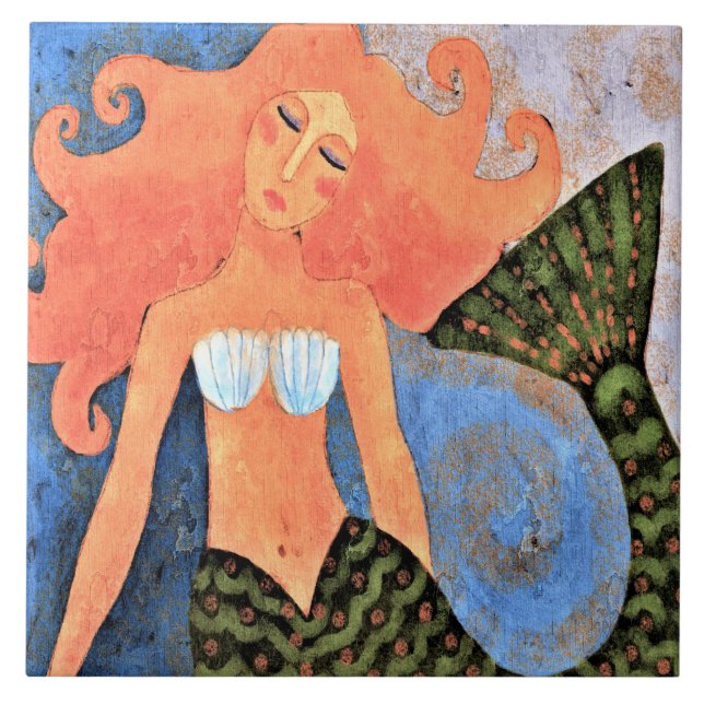 Carreau Belle peinture numérique Abstraite de Sirène (Devant)