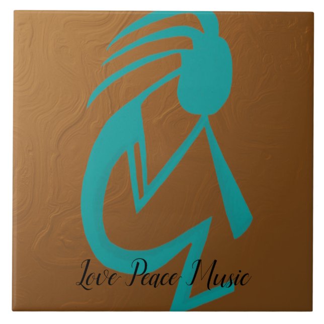 Carreau Belle peinture Turquoise Kokopelli (Devant)