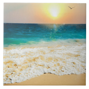 Carreau Belle plage d'été coucher de soleil