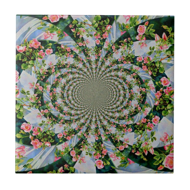 Carreau Belle roses roses rouges rétro aquarelle fleurie (Devant)