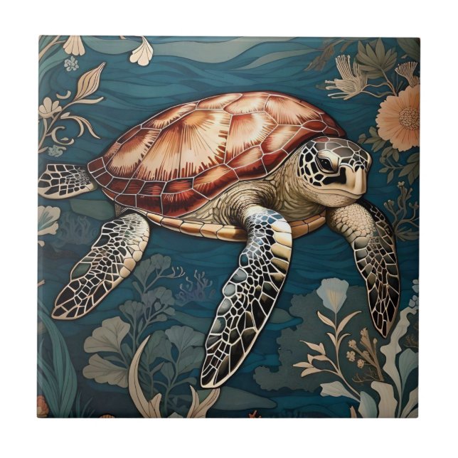 Carreau Belle tortue sous-marine (Devant)
