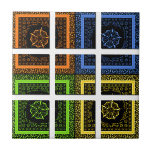 Carreau Belles bandes géométriques à damiers colorées