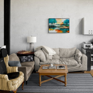 Carreau Belles couleurs vives Paysage Artwork