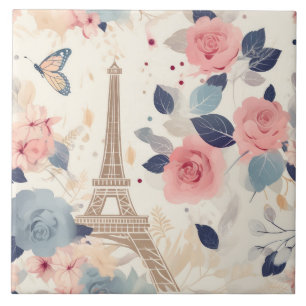 Carreau Belles Fleurs et Tour Eiffel Paris