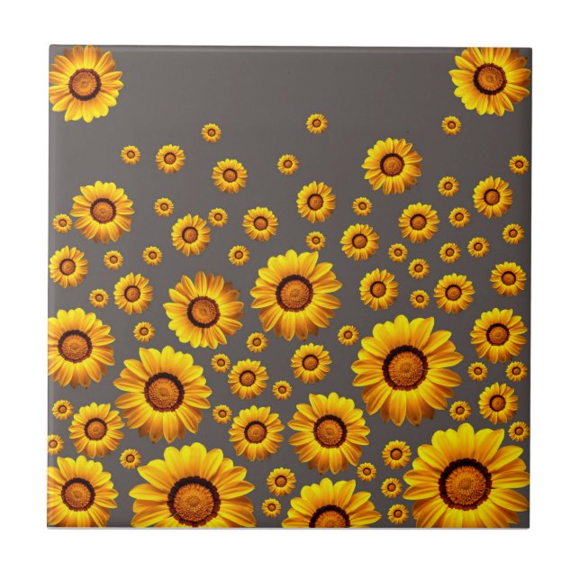 Carreau Belles fleurs jaunes sur arrière - plan gris (Devant)