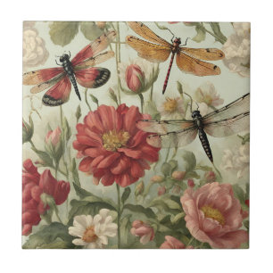 Carreau Belles Fleurs Vintages et libellules