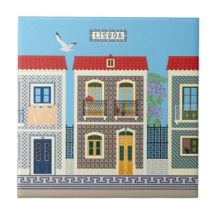 Carreau Belles maisons portugaises avec tuiles ou azulejos
