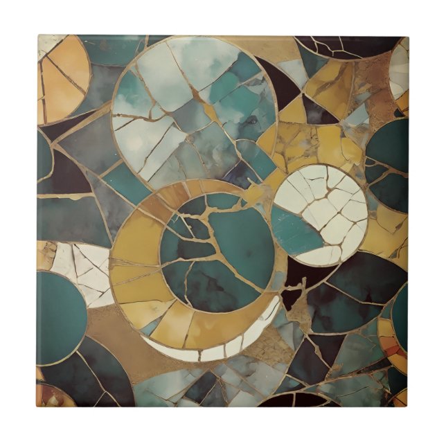 Carreau Belles tuiles dorées vert maison (Devant)