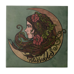 Carreau Béni Soit La Déesse Lune Art Pagan