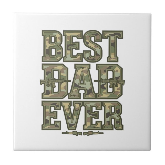 Carreau Best Dad Ever Camo Vintage Engraving Design_1 (Devant)