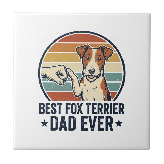 Carreau Best Fox Terrier Dad Ever Vintage Dog Lover Shirt_ (Devant)