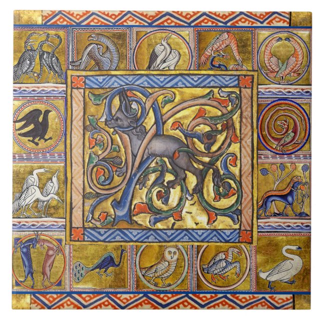 CARREAU BESTIAIRE MÉDIÉVAL, ANTELOP, ANIMAUX DE FORÊT (Devant)
