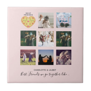 Carreau BFF Photo Collage Cadeaux Dusty rose PIZZA Amis