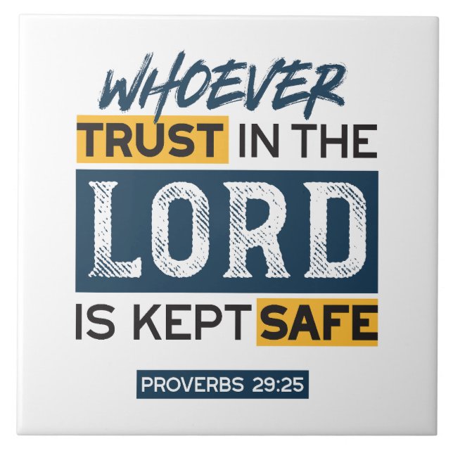 Carreau Bible Quote Art - Proverbs 29:25 Trust in God (Devant)