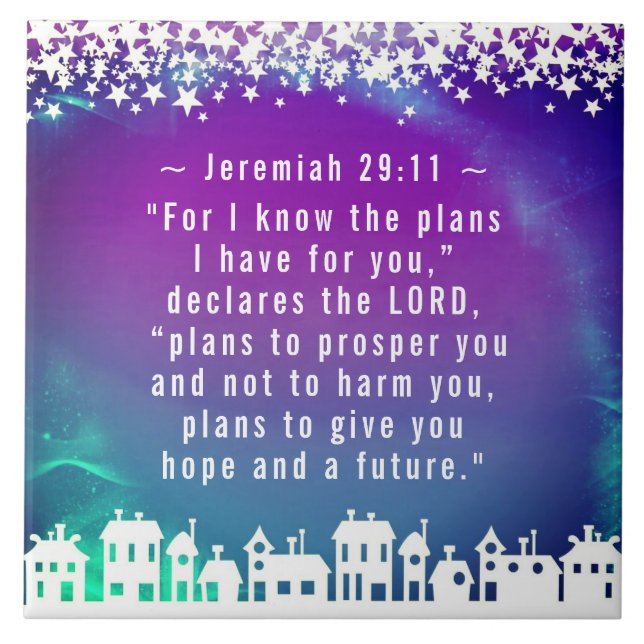 Carreau Bible Verse Jérémie 29:11 Village de Noël (Devant)