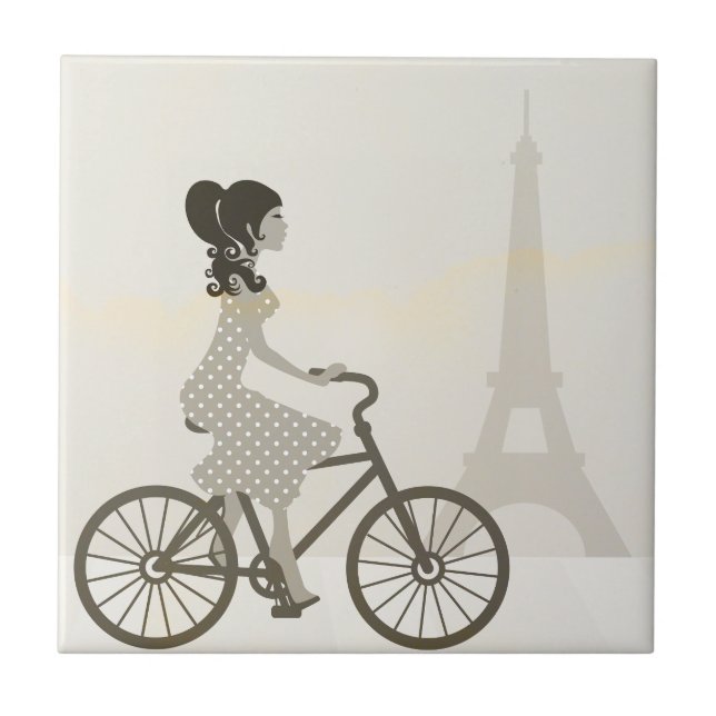 Carreau Bicyclette de fille à Paris, Tour Eiffel de (Devant)