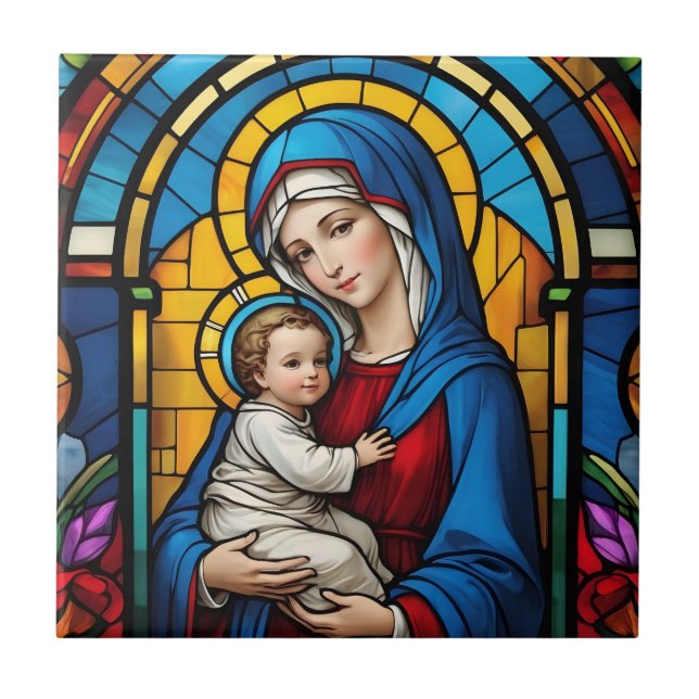 Carreau Bienheureuse Mère Marie et Bébé Jésus - Vierge Mar (Devant)