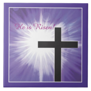 Carreau Bienheureux de Pâques Cross Starburst sur violet, 