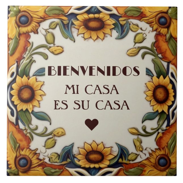 Carreau Bienvenidos Mi Casa Es Su Casa Sunflowers Floral (Devant)